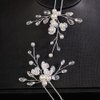 JWICOS Pearl Bridal Hair Pins Silver Crystal Bride Hair Piece Wedding Flower Hair Accessories for Women and Girls (Pack of 2)