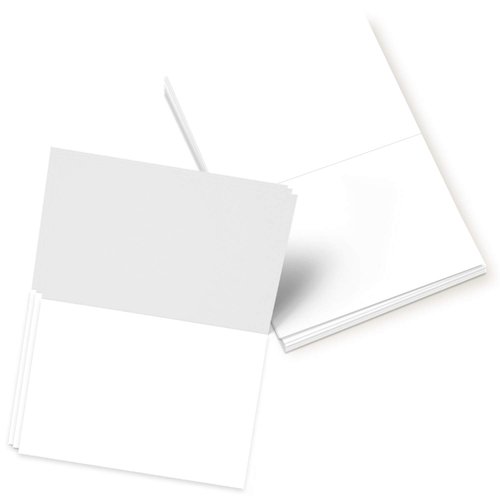 Bright Color Folding Greeting Cards | 5” x 7” Inches When Folded in Half | 50 Sheets Per Pack | White