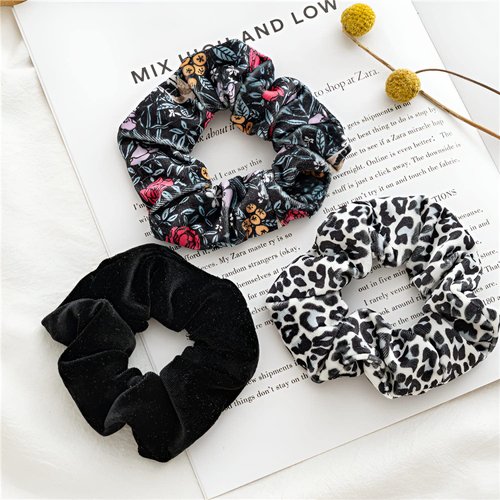RTTYOA Silk Satin Scrunchies, Leopard Cheetah Hair Scrunchie, Assorted Colors & Styles, Soft Elastics Scrunchy Donut Hair Ties, Velvet Cotton Chiffon Ponytail Holder, No Crease Hair Bands (Style 16)