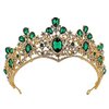 Olbye Wedding Tiara Green Crystal Crown for Women and Girls Queen Crowns and Tiaras Baroque Crown Gold (Style2)