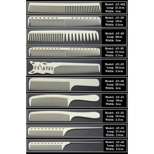 White/Off White Salon Professional Barber Carbon Comb Heat-resistant and Antistatic Comb Set, 8-piece Set/10 piece Set, First Choice for Barbers. (Off White)