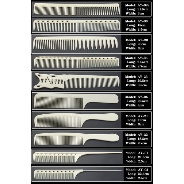 White/Off White Salon Professional Barber Carbon Comb Heat-resistant and Antistatic Comb Set, 8-piece Set/10 piece Set, First Choice for Barbers. (Off White)