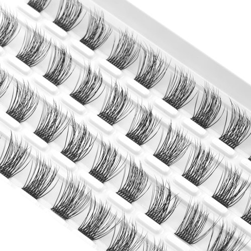 CarLary Lash Clusters, DIY Eyelash Extension, 40 Mini Glue Bonded Clusters Individual Lashes, Wispy Fluffy Reusable Artificial Natural Look for Cluster Lashes, C Curl Lashes Pack (Volume-12mm)