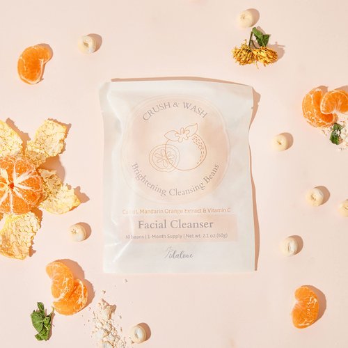 Tidalove Daily 3 in 1 Facial Cleanser, Exfoliator and Wash-off Mask, Vegan, Cruelty Free, Plastic Free, Travel Friendly, 1 Month Supply Refill (60 Tablets) (Brightening)