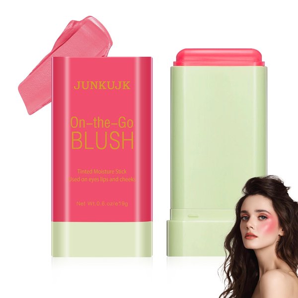 JunKuJk Blush Stick,Shimmer Silky Matte Blush,Professional Cute Face Contour Highlighter Blush Stick with Blush 03