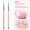 TEOYALL Nail Liner Brushes, 7/9/11/15/20mm Fine Striping Brushes Nail Art Thin Line Brushes Precision Detail Drawing Brush