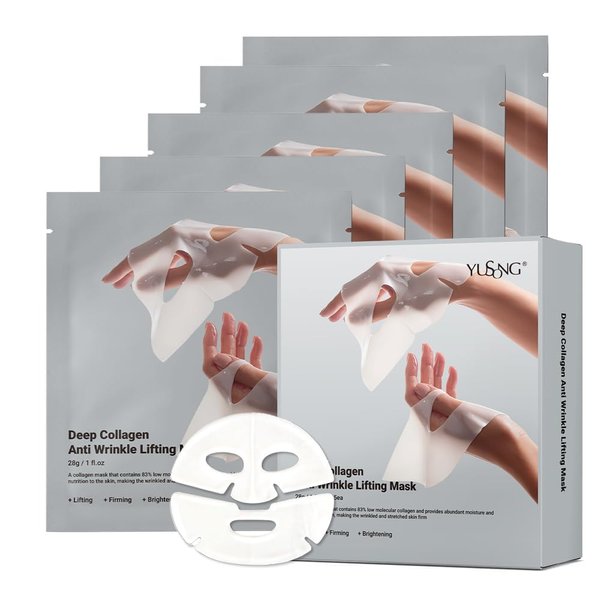 Deep Collagen Face Mask,The Real Collagen Overnight Mask, Anti Wrinkle Lifting Face Collagen Mask, Bio-Collagen Films Korean Deep Hydrating Firming Mask