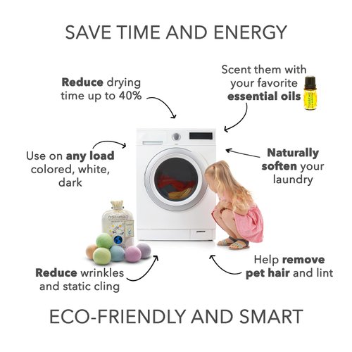 Friendsheep Wool Dryer Balls Organic Lavender 6 Pack XL Premium Reusable Cruelty Free Handmade Fair Trade No Lint Fabric Softener Pastel Rainbow Color - Spring Magic