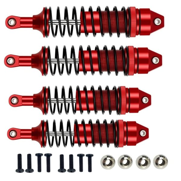 AFDHGS 2024 Upgraded High-Performance Full Aluminum Big Bore Shocks for Traxxas 1/10 RC Cars - Compatible with Slash 4x4, Stampede 4x4, Hoss 4x4, Rustler 4x4(Red)