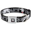 Dog Collar Seatbelt Buckle Lion King Scar Poses White Black 15 to 26 Inches 1.0 Inch Wide