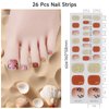 DUKASOU Semi Cured Gel Pedicure Strips, (Romantic Autumn)26 PCS Gel Nail Strips Works with Any UV Light, Salon Quality Gel Nail Stickers，Easy to Apply & Remove