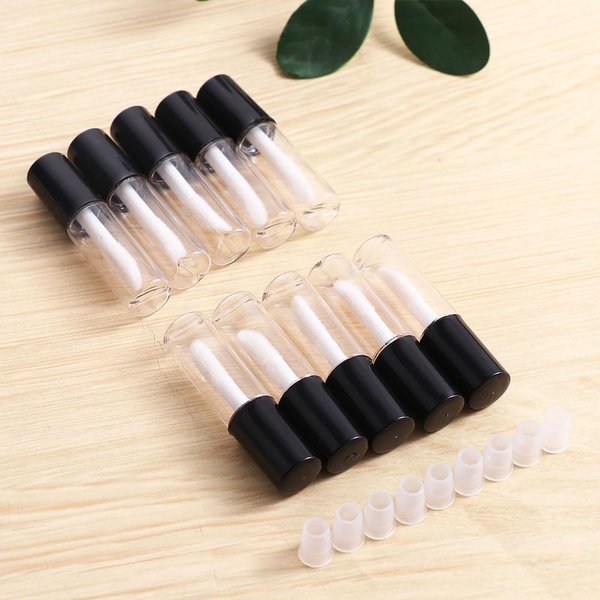 PurYupearl 10 Pcs Gold Clear Round DIY Empty Lipstick Bottle, 1.2ML Gloss Tubes Lipgloss Tubes Container with Cap,Cosmetic Sample Container Lip Gloss
