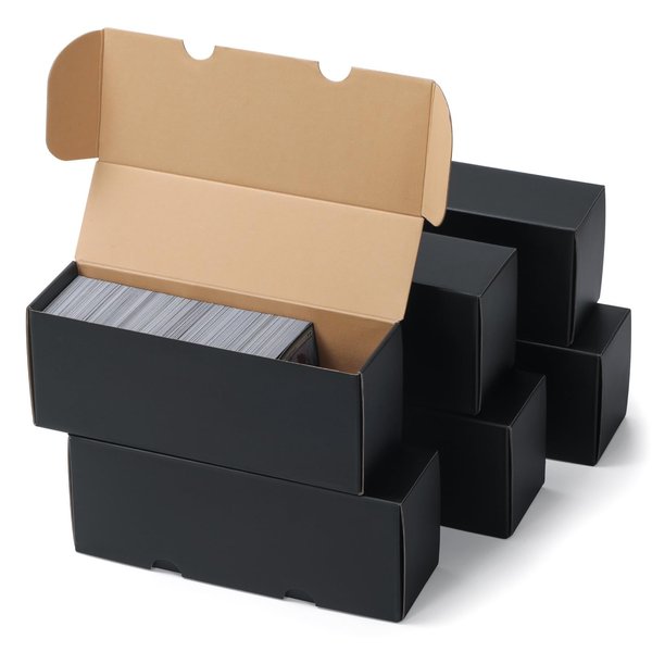 ZY PLUM Trading Card Storage Box 6 Pack Cardboard Card Boxes for Sports Cards,TCG and MTG Playing Cards Organizer and Collection,Hold 3600 Cards