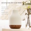 Essential Oil Diffuser Lamp, White Ceramic + Brown Wood, Ultrasonic 180ml Whispersoft, 4 Timers | 5 Light Settings, Auto Shut Off, Home + Office, Humidifier Air Purifier Aromatherapy