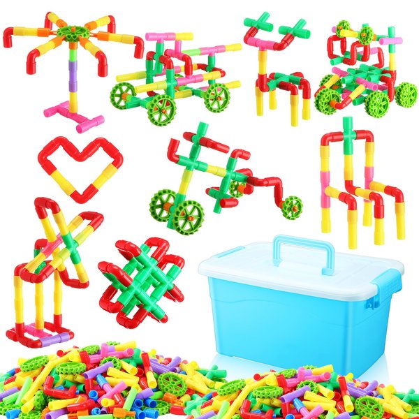 Libima 312 Pcs Tubular Pipes Building Blocks for Kids, Stem Building Blocks, Pipe Tube Locks Construction Set with Storage Box, Preschool Educational Learning Blocks for Boys Girls