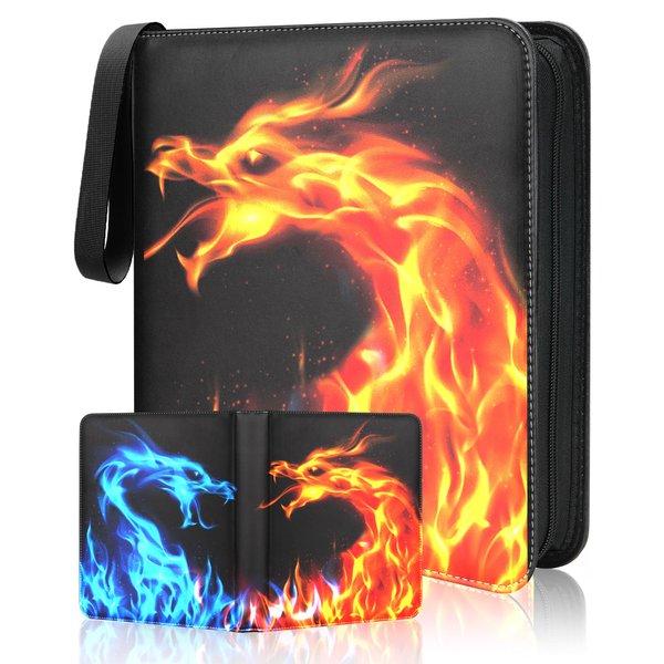Winsing Card Binder 4 Pocket, 440 Cards Pockets Card Holder with 50 Removable Sleeves, 3 Ring Trading Card Binder Album Case Book StorageForTCG, CCG, MTG