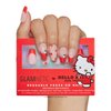 Glamnetic x Hello Kitty® and Friends Press On Nails - Hello Kitty® Red | Red French Tip Short Coffin Graphic Nails in a Glossy Finish | 15 Sizes - 30 Nail Kit with Glue