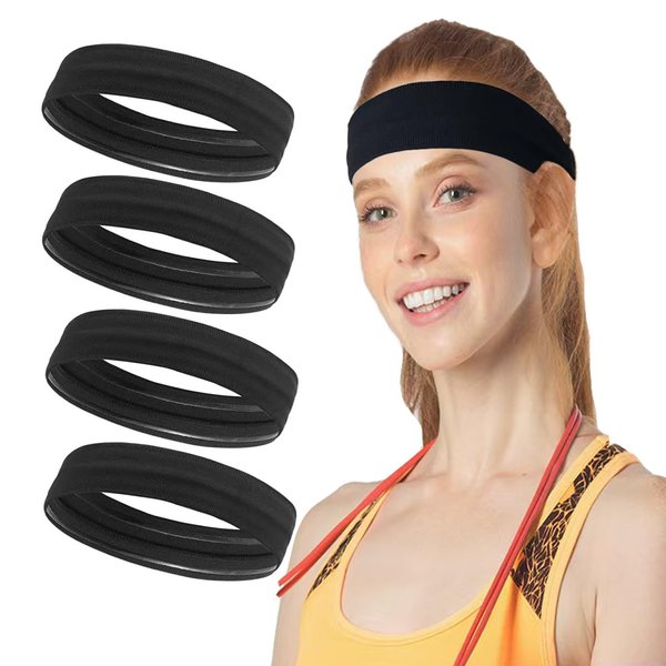 Hjiaruiky Workout Headbands for Women Sports Yoga Elastic Stretchy Headbands for Women Men Non Slip Head Bands Hair Bands for Womens' Hair Black Grey Pink