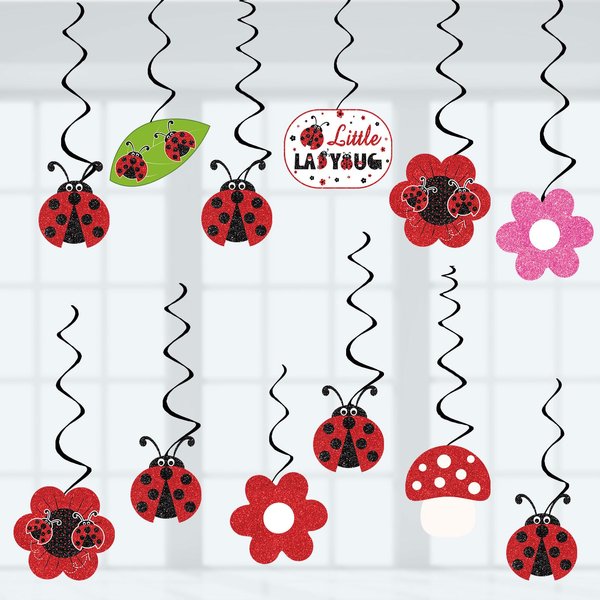 Ladybug Birthday Party Decorations Insect Theme Party Decor Hanging Swirls, Assembled and Ready to Use, Baby Shower Birthday Party Supplies 24pcs Party Streamers Flower Party Decor Banner
