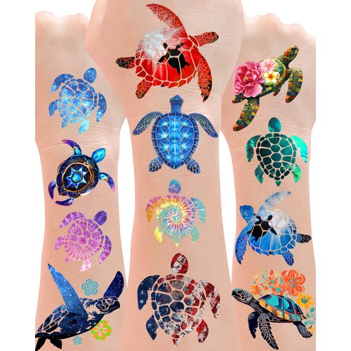 180 Pieces Turtle Temporary Tattoos Turtle Themed Tattoos Stickers Party Decoration Supplies favors Body Art for Kids Adults