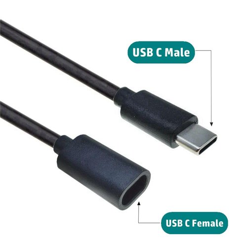 xsdtech 10ft Long Power Extension Cable,USB C Male to Female Compatible with Ring Pan-Tilt Indoor Cam (2024 Release)， Mag-Safe Charger， iPhone16 /15 (Black, 10FT)