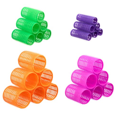 Expressions 24pc Hair Rollers Collection - Bright Colored Classic Hair Rollers for Curls & Lift, Self-Grip Hair Curlers for Women In Assorted Sizes
