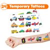 48 PCS Transportation Party Favors 24PCS Tattoos Stickers 24PCS Slap Bracelets Wristbands Perfect for Themed Birthday Baby Showers or Classroom Rewards Ideal Decor and Gifts for Girls and Boys