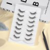 Biounce Wispy Natural Faux Mink Cat Eye False Eyelashes 3D Vegan 7 Pairs Full Strip Clear Band (BO22-3), Black