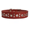 Dogs My Love Genuine Leather Studded Dog Collar 22"x1.4" Red Fits 14.5"-18" Neck