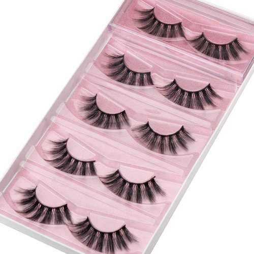 DYSILK False Eyelashes Mink - Strip Lashes 5 Pairs 6D Faux Eyelash Wispy Lashes Cat Eye Fake Eyelashes Natural Look Fluffy Lash Reusable Lash Extension Kit | 004-16.7mm
