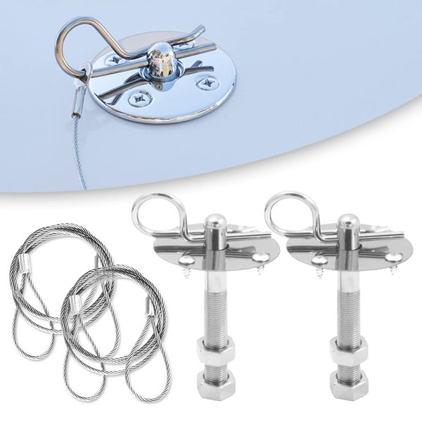 Watris Veiyi Hood Pins for Truck, Hood Pin Plate Lock, 4in Threaded Pins Engine Hood Pin Plate, Car Modified Accessory