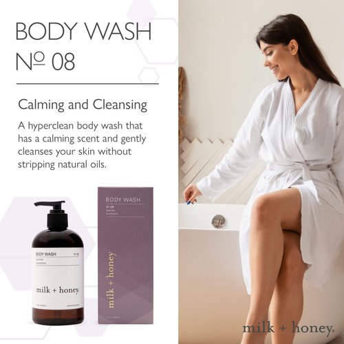 milk + honey Gentle Body Wash, No. 08, with Lavender, and Eucalyptus, Body Wash for Women and Men, 12 Oz
