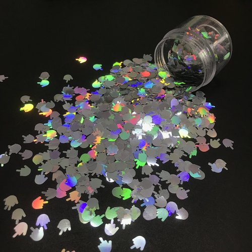 10 Grams/Pack - Sliver Middle Finger Gestures Glitter - Festival Rave Beauty Makeup Face Body Nail Art Decoration LB100