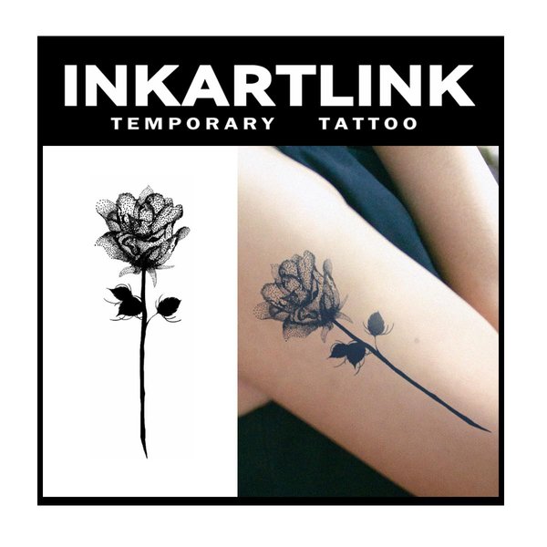 INKARTLINK Tattoo Tech, 2 Sheets Medium Semi Permanent Tattoo, Temporary Tattoos, Last 1-2 Weeks, Waterproof, Realistic Look, No Adhesive, No Reflection (Three Bunches of Flowers)