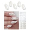 AutyaMee Semi Cured Gel Nail Strips (White Pearl glazed)-20 PCS Chrome Gel Nail Stickers | UV Light Required | Gel Nail Wraps, Salon Quality & Easy To Use