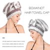 Haomye Microfiber Hair Dry Cap Absorbent Quick Drying Cap Soft Hair Drying Towel Stripe Dry Hair Cap Hair Towel Cap with Bow-Knot Shower Cap for Women and Girls 2Pcs (Coffee White & Grey White)