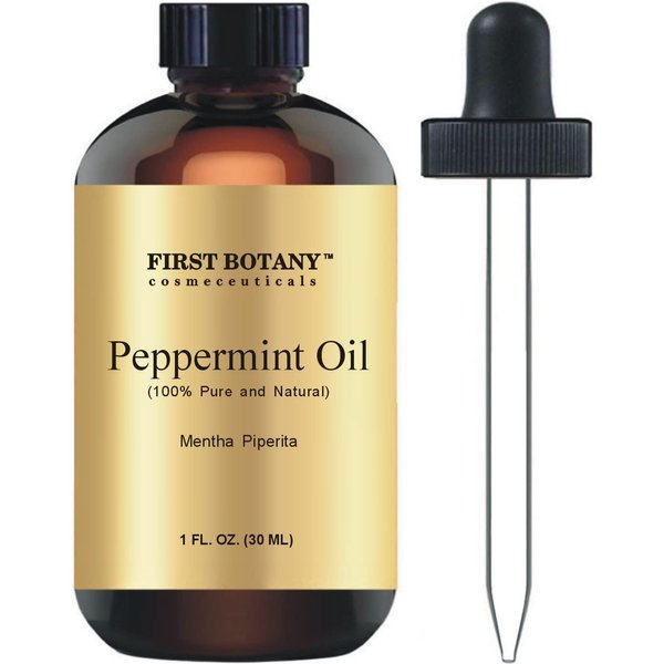 First Botany, 100% Pure Peppermint Oil - Premium Peppermint Essential Oil for Aromatherapy, Massage, Topical & Household Uses - 1 fl oz (Peppermint)