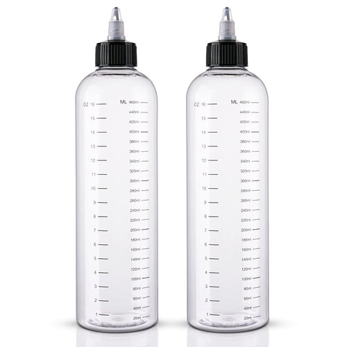 Cosywell Hair Oil Applicator 16.9oz Measured Hair Squeeze Bottles with Graduated Scale Hair Dye Applicator Bottle Twist-On Top Tip Cap Empty Plastic Hair Color Oil Bottle 2 Pack