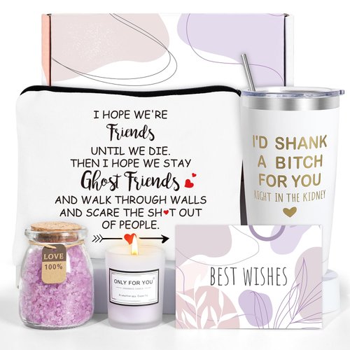 Best Friend Birthday Gifts Basket for Women - Unique Friendship Gifts for Women, Sister, Bestie, BFF (White)