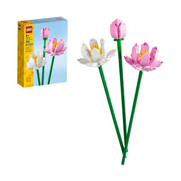 LEGO Lotus Flowers Building Kit, Artificial Flowers for Decoration, Idea, Aesthetic Room Décor for Kids, Building Toy for Girls and Boys Ages 8 and Up, 40647
