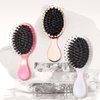 Jurrissa Mini Hair Bursh for Women,Men,Kids-Protable Travel Size Mini Detangler Brush for Pockets,Purses-Nylon&Boar Bristles Small Paddle Brush for Smooth,Add Shine (White)