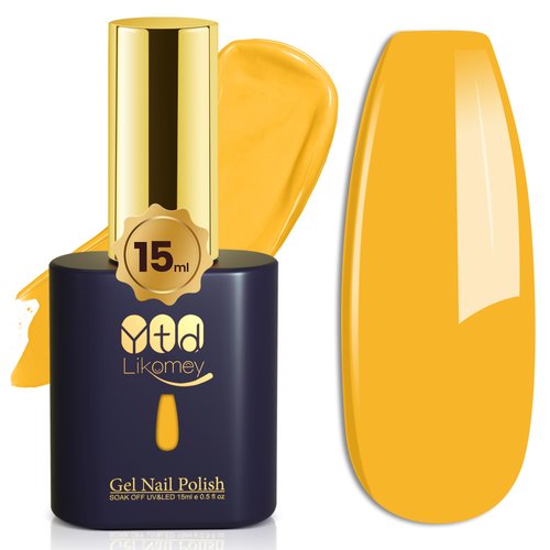 YTD Likomey Gel Polish,15ml Lemon Yellow UV Nails Gel,Salon Home DIY Nail Art Manicure and Pedicure Mustard Yellow Gel Varnish,CS014