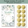 Haizct 50 Pack Watercolor Eucalyptus Blank Gift Certificate Scratch Off Cards for Small Business, Spa Beauty Makeup Hair Salon, Baby Shower, Country Wedding, Bridal Shower, Gold-GK080