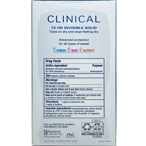 Secret Clinical Strength Invisible Solid Deodorant (1.6 oz., 3 pk.)