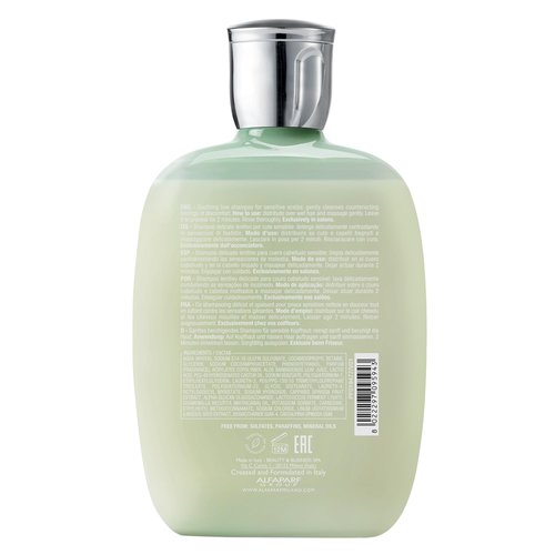 Alfaparf Milano Semi Di Lino Scalp Relief Low Shampoo for Sensitive Skin - Sulfate Free Shampoo - Soothes, Brings Comfort and Hydrates - Itch Relief - Professional Salon Quality - 8.45 Fl Oz