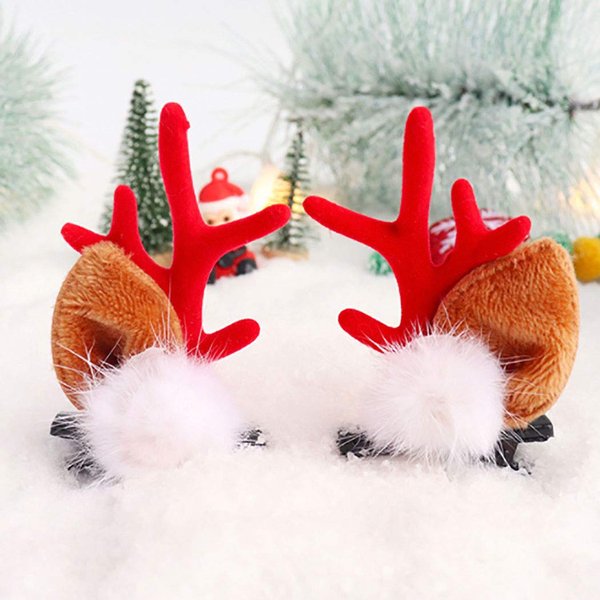 Aceorna Christmas Headband Reindeer Antlers Xmas Hair Clip Ball Flower Ring Antlers Hair Pin Bell Elk Deer Animal Horns Headpiece Deer Horn Ear and Berries Hairpin Christmas Hair Accessory for Women