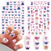 JinPren Cute Nail Art Stickers, 4 Sheets 3D Self Adhesive Cartoon Nail Decals, Acrylic Material, for Women Girls Nail Decoration