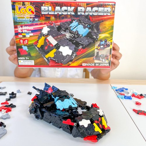 LaQ Hamacron Constructor Black Racer | 306 Pieces | 9 Models | Age 7+ | Creative, Educational Construction Toy Block | Made in Japan