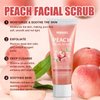 Peach flavored face and neck scrub, gentle exfoliation, deep cleansing of pores, dirt and oil, leaving skin refreshed and non-greasy, daily care cream for men and women 1.76oz