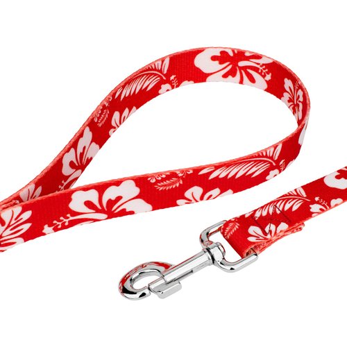 Country Brook Petz - 1/2 Inch Red Hawaiian Dog Leash - 6 Foot